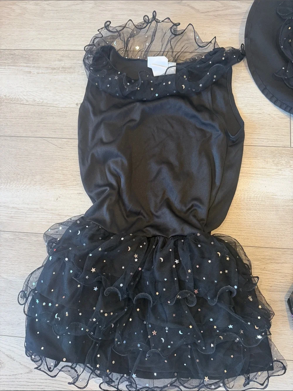Black Glitter Witch Costume Set for Kids with Hat 4-pieces